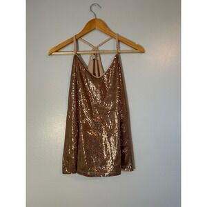 Grace Karin Sequin Tank Top Sleeveless Party Shimmer‎ Sparkle Top L
